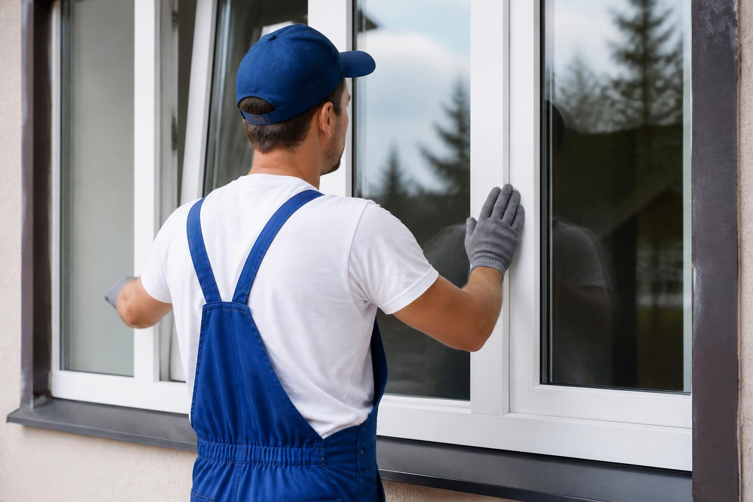 Instalador profesional colocando ventanas de aluminio
